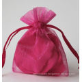 Drawstring Gift Pouches Made of Organza with Gold Foil Stamping